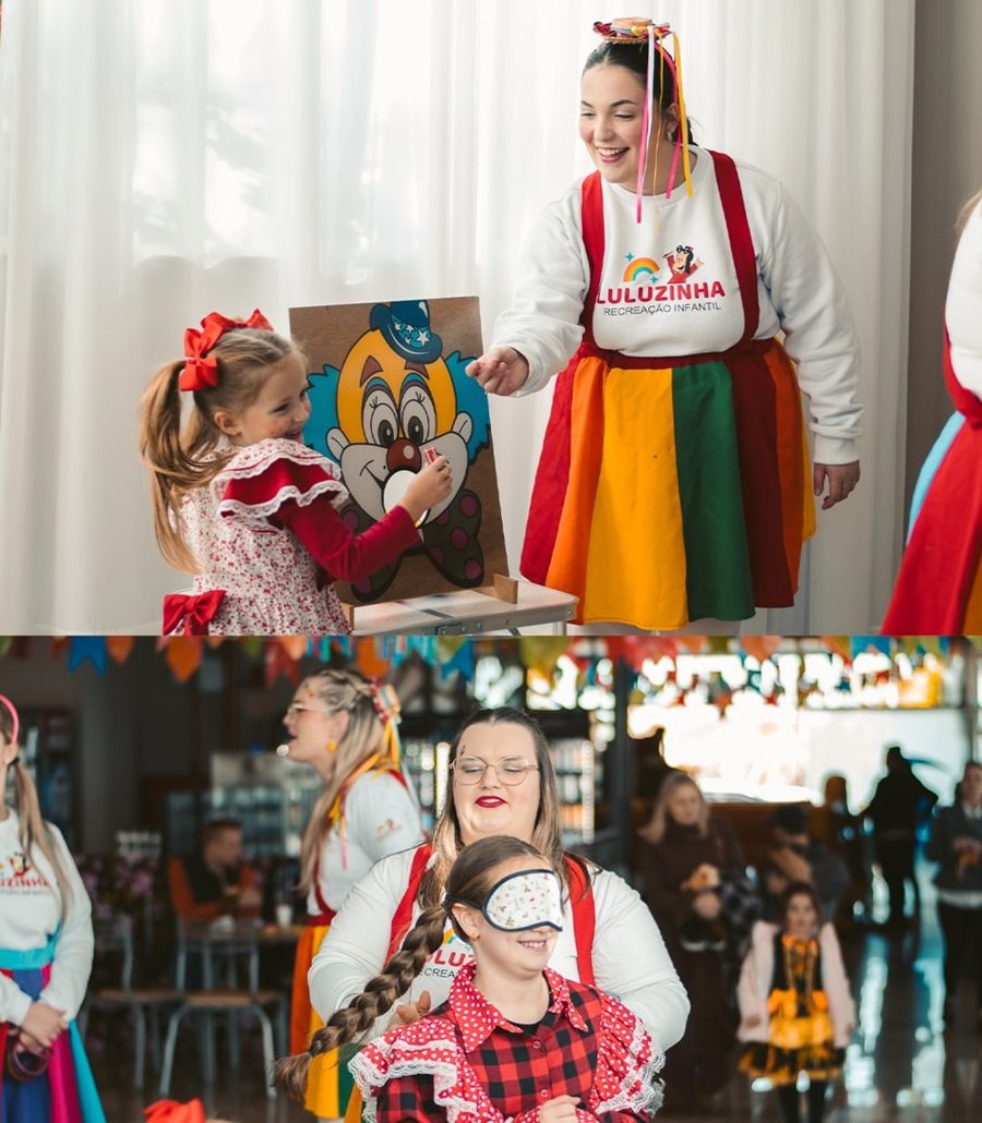 Crianças em atividade de festa junina