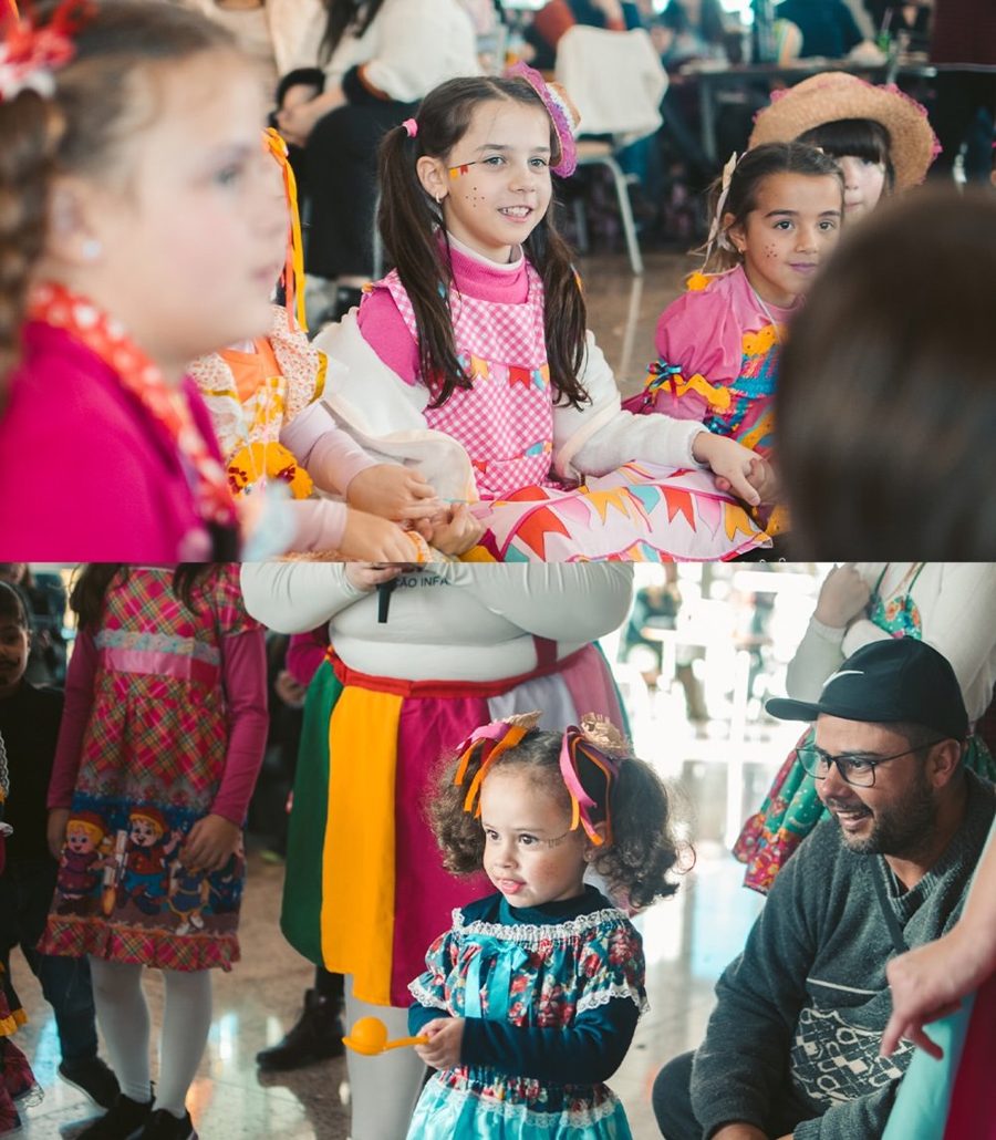 Crianças fantasiadas em festa junina